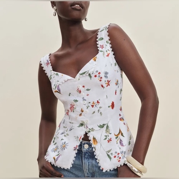 Reformation Tops - New Reformation Viola Linen Lace Top Size 2 Floral